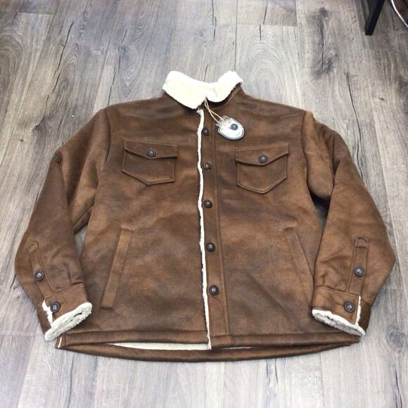 STS Ranchwear Mens Wheeler Faux Fur Rancher Jacket Tan Faux Leather Size Medium - Picture 1 of 4